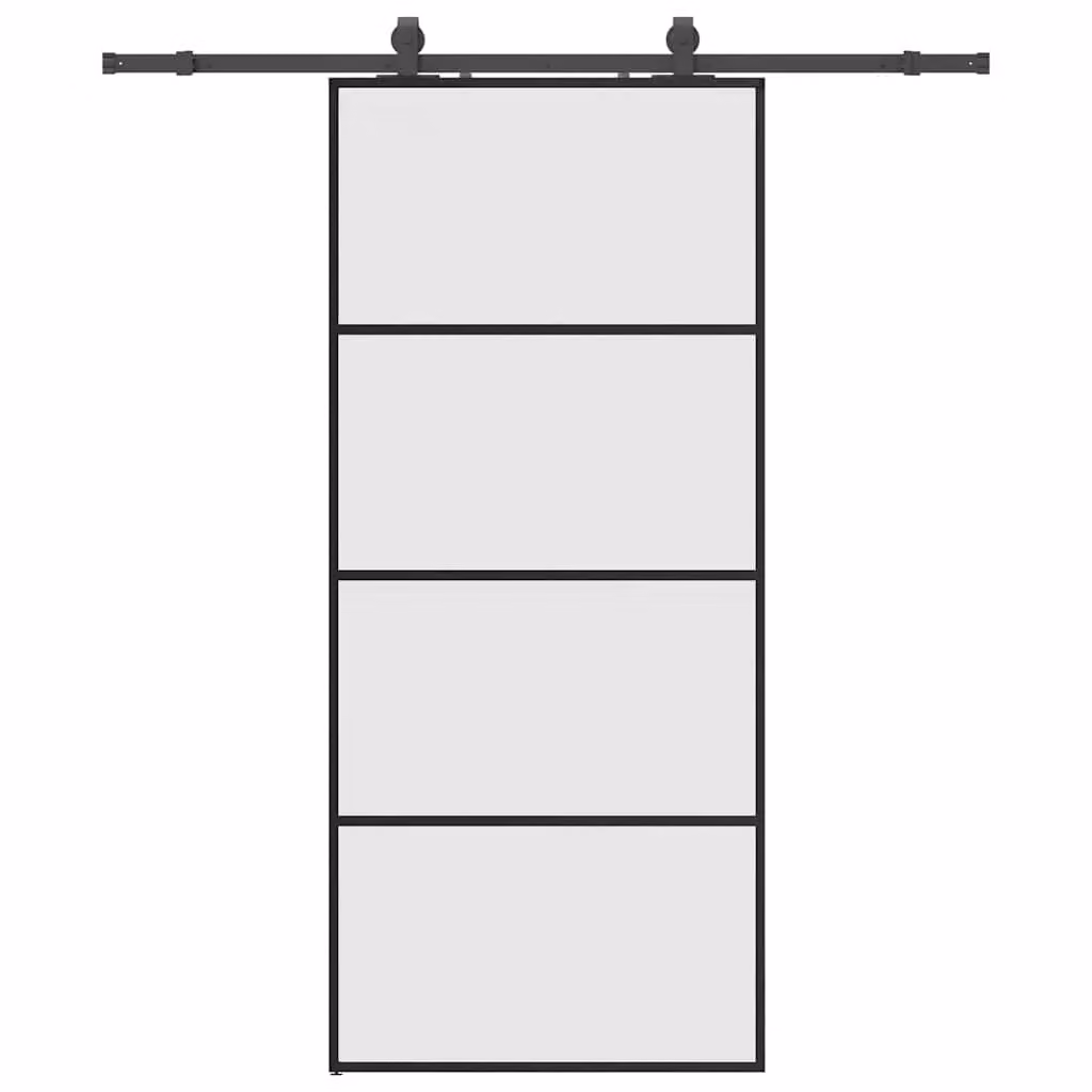 Berkfield Home Modern Sliding Glass Door with Hardware Set in Black, W: 90 cm, H: 205 cm – 2