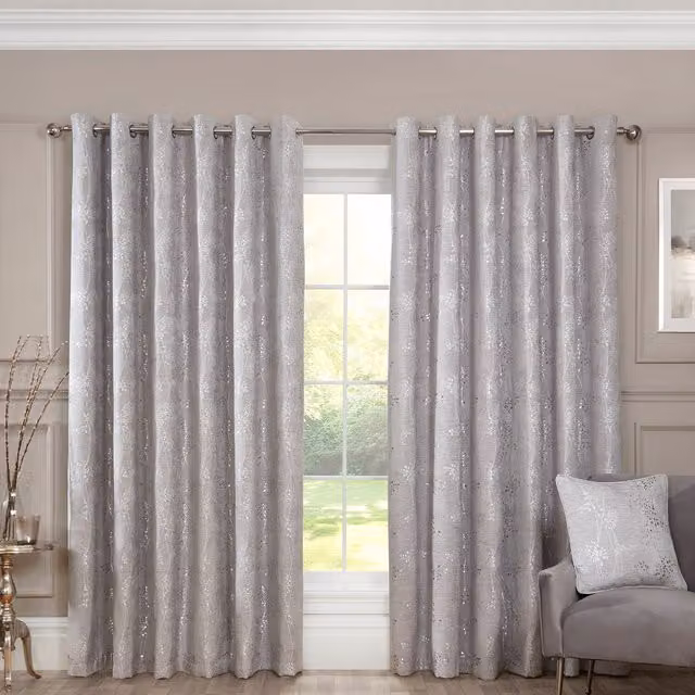 Divante Finest Grey Chenille Blackout and Thermal Insulating Eyelet Curtain Panel, W: 168 cm, H: 168 cm