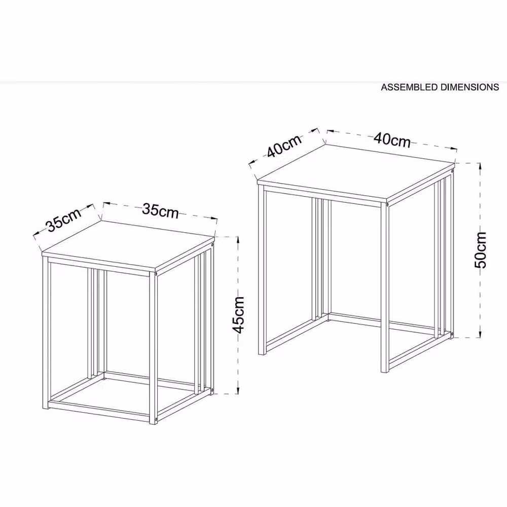 FORGEVIO Modern Nesting Side Tables in Grey Dark Stone Effect with Square Composite Tops – 4
