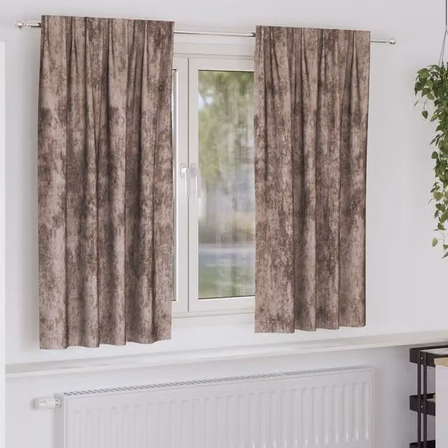 Berkfield Home Velvet Eyelet Curtains, 2 Pack, Cappuccino Brown, H 175 x W 140 cm