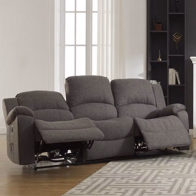Artemis Home Marldon 3 Seat Electric Reclining Fabric Sofa in Dark Grey
