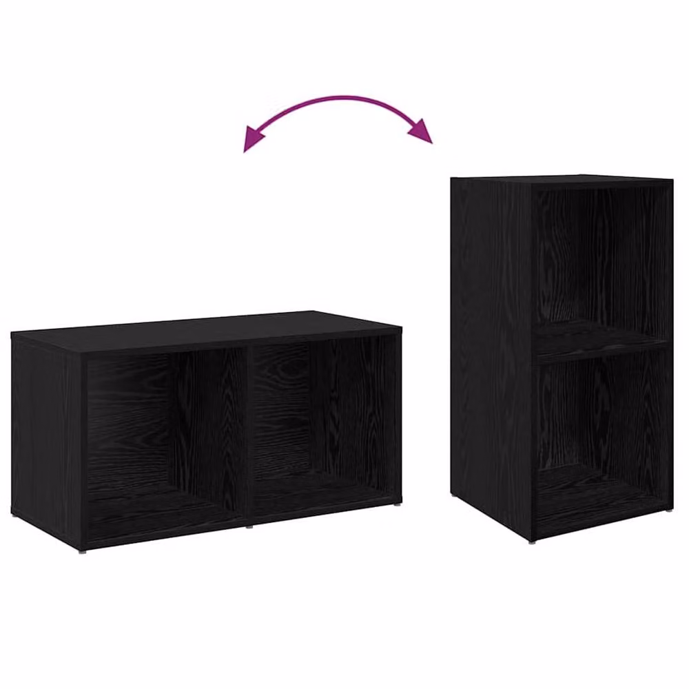 Berkfield Home 2 Piece Black Oak Engineered Wood Cube Storage Set – 8