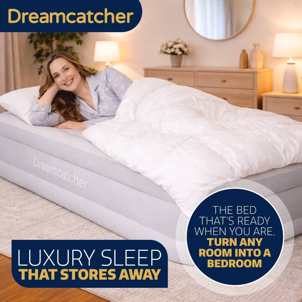 Dreamcatcher Grey PVC Plush Inflatable Camping Air Bed Single Size W: 96 cm, L: 195 cm – 2