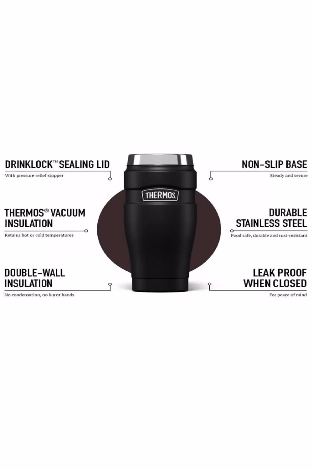 Thermos Stainless King Vacuum Insulated Tumbler, Black, 470ml – 7
