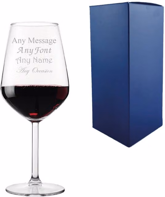 Uniqueful Personalised Allegra Red Wine Glass, 490ml, Clear