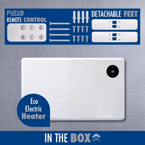 Purus 1200W WiFi Electric Convector Panel Heater, White, Wall Mounted or Freestanding, with App Control and Thermostat – 4
