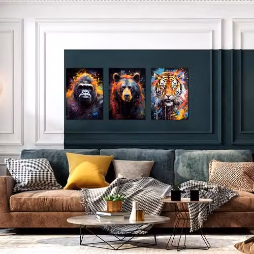 Simpa Beast of the Forests 3 Panel Multicolour Canvas Wall Art – 4