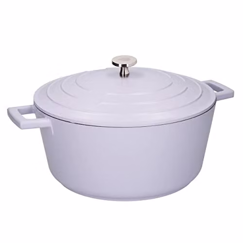 MasterClass Non-Stick Cast Aluminium Casserole Dish with Lid, Purple, 5 l – 1