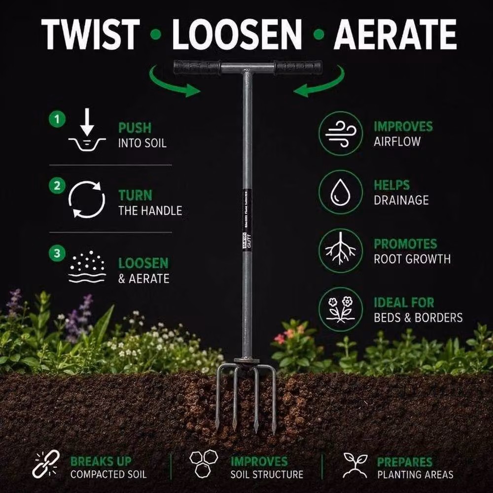 NESTLUNE Black Steel Garden Claw Cultivator and Manual Weeding Tool – 2