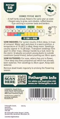 Mr Fothergill's Oh Sow Simple Cosmos White Flower Seeds – 2