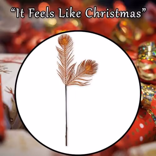 VFM e-Store Christmas Peacock Feather Stem Decoration in Bronze, W/D/H: 73 x 16 x 16 cm – 6