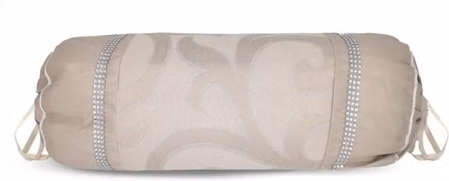 Sweet Dreams Floral Jacquard Round Bolster Cushion in Beige and Orange