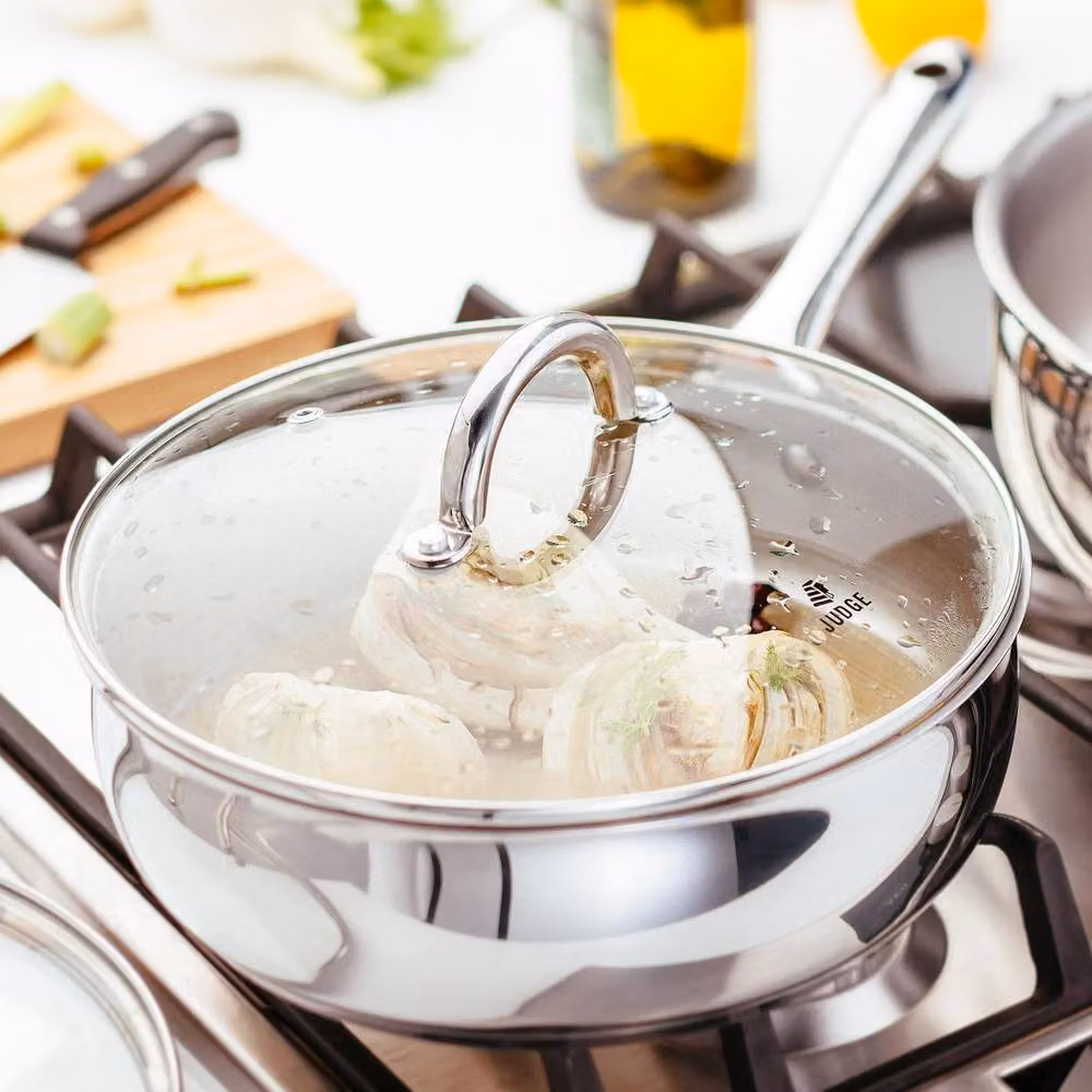 Judge Classic Stainless Steel Saute Pan with Glass Lid, Silver, 24 cm – 3