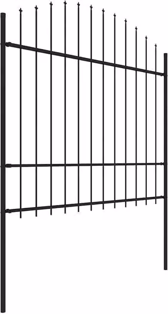 Berkfield Home Durable Steel Spear Top Garden Fence, Black, 8.5 m
