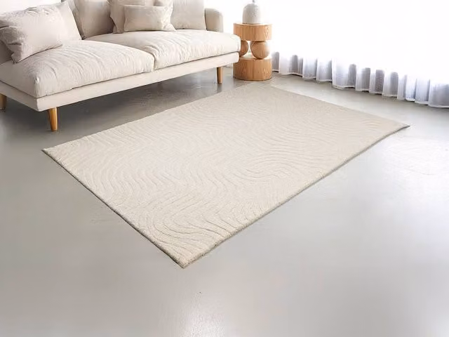 Vente-unique Hand-Tufted Textured 100% Wool Rug in White, W: 200 cm, D: 290 cm
