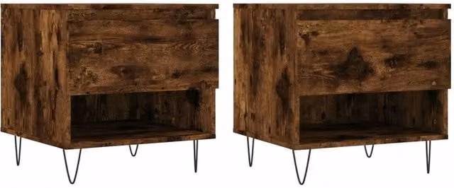 Berkfield Home Set of 2 Nested Coffee Tables in Smoked Oak Brown, W/D/H: 50 x 46 x 50 cm