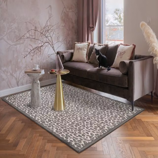 Desire Rugs Mayfair Modern Leopard Design Living Room Area Rug in Black, W: 120 cm, L: 170 cm