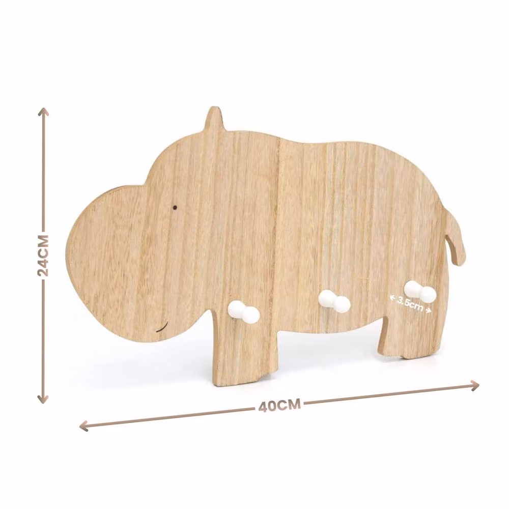Marco Paul Baby Hippo Wall Mounted Wood Hooks in Light Brown, W: 29.6 cm, H: 25.3 cm – 2