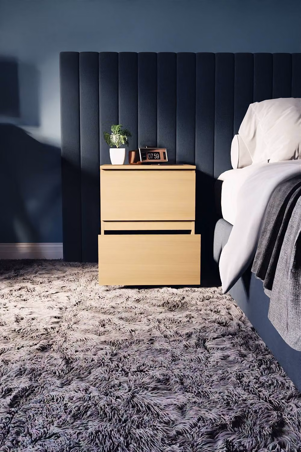 HD Designs Denver 2 Drawer Bedside Chest of Drawers in Brown – 3