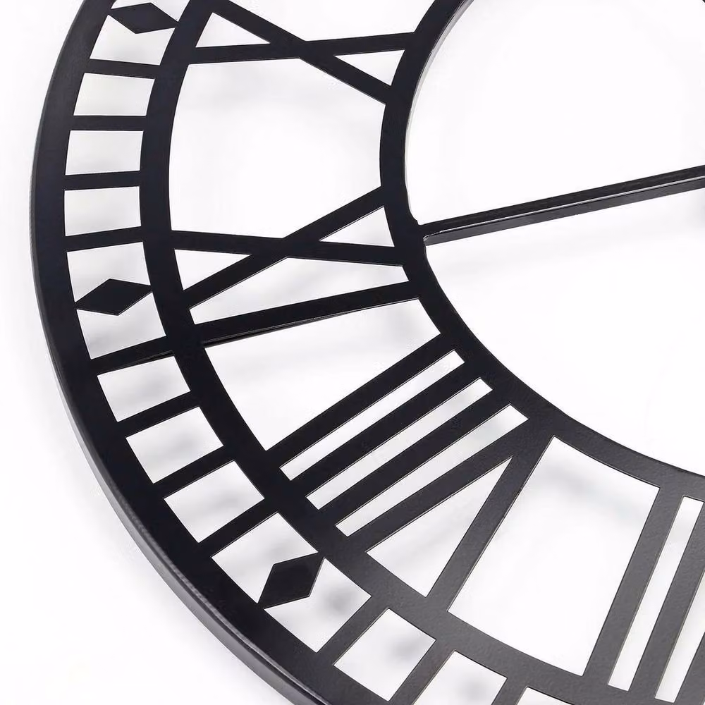 NESTLUNE Black Metal Roman Numeral Round Wall Clock, W: 60 cm, H: 60 cm – 4