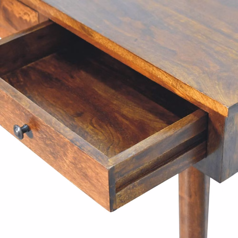 Wyld Haus Kealakekua Chestnut Mango Wood 2 Drawer Console Table in Brown, W: 90 cm, D: 40 cm, H: 78 cm – 5