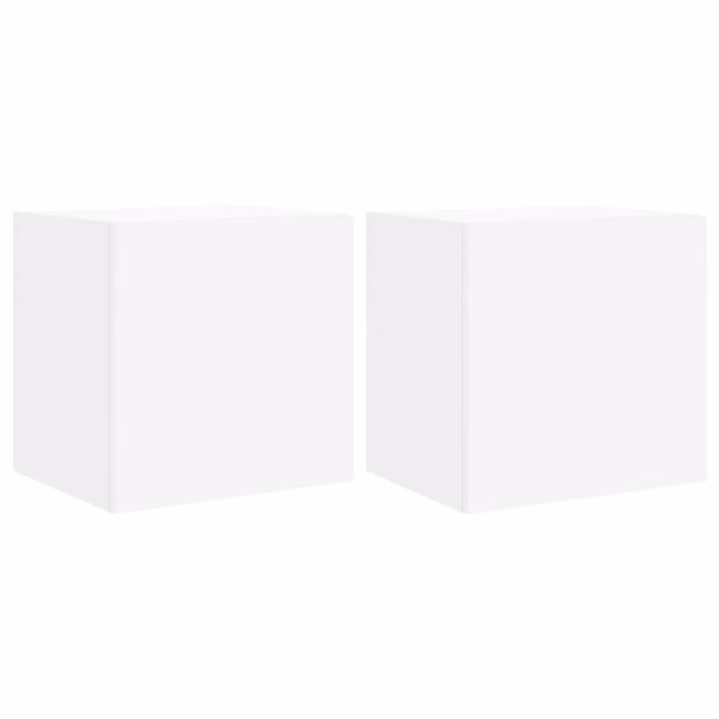 Berkfield Home Modern White Wall Mounted TV Cabinets with Integrated LED Lighting, 2 Pack, W/D/H: 40.5 x 35 x 40.5 cm – 2