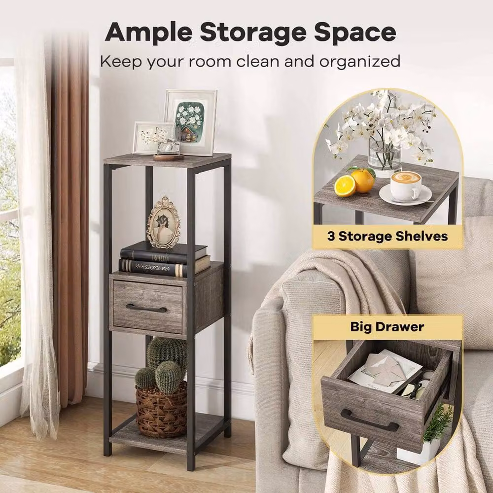 KORVIXA 3 Tier Tall Metal Plant Stand in Matt Grey – 3