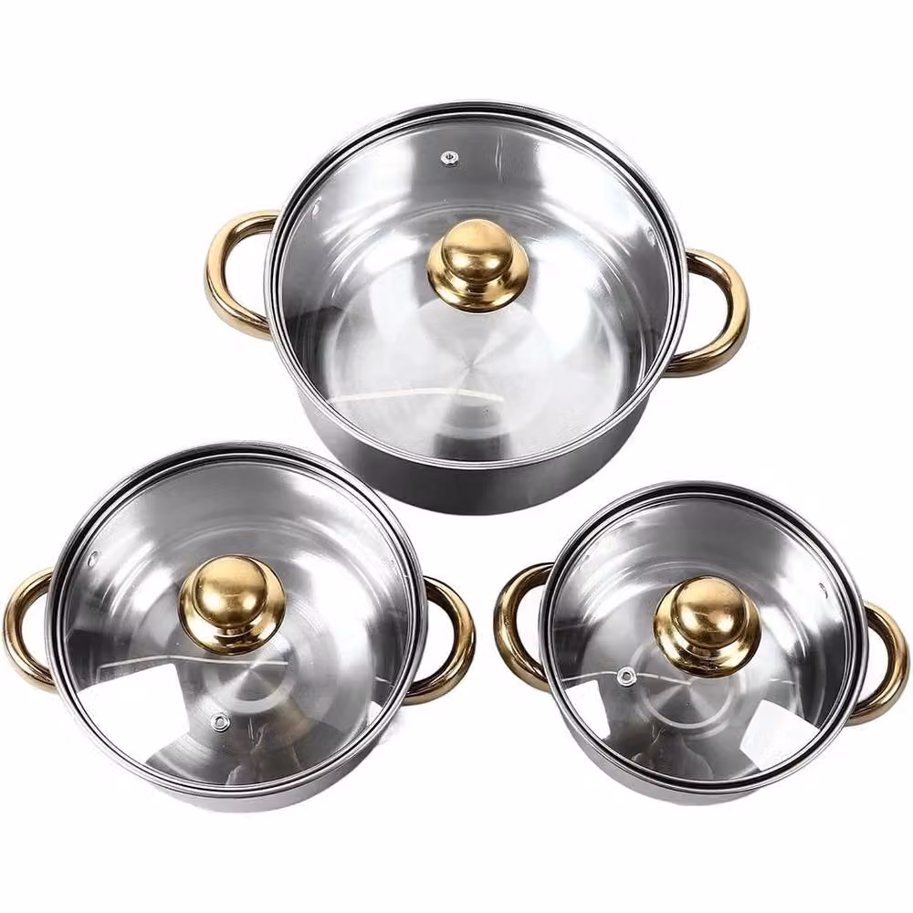 NESTLUNE 20-Piece Induction Non-Stick Stainless Steel Cookware Set in Silver – 3