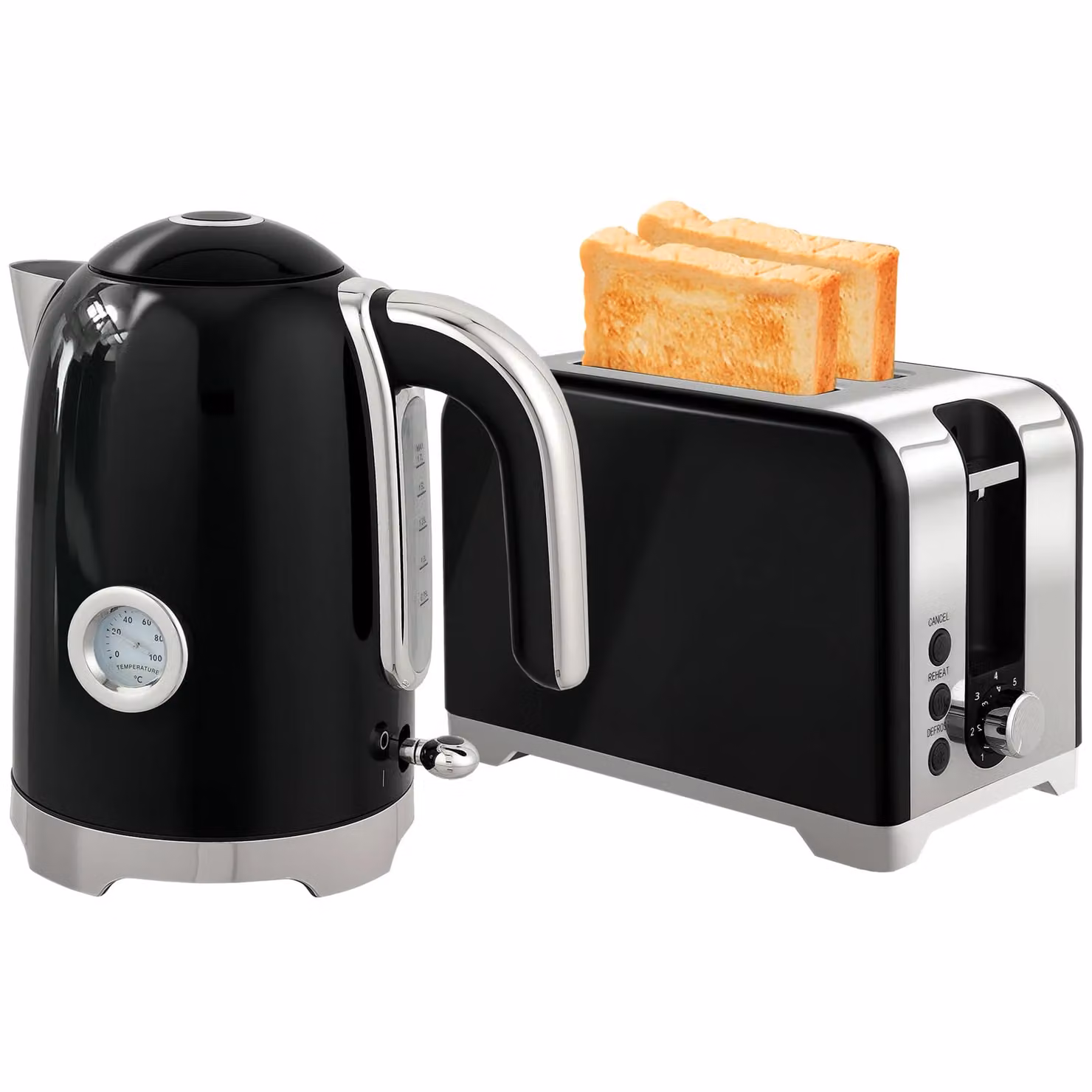 HOMCOM Retro Kettle and 2 Slice Toaster Set in Black and Silver – 1