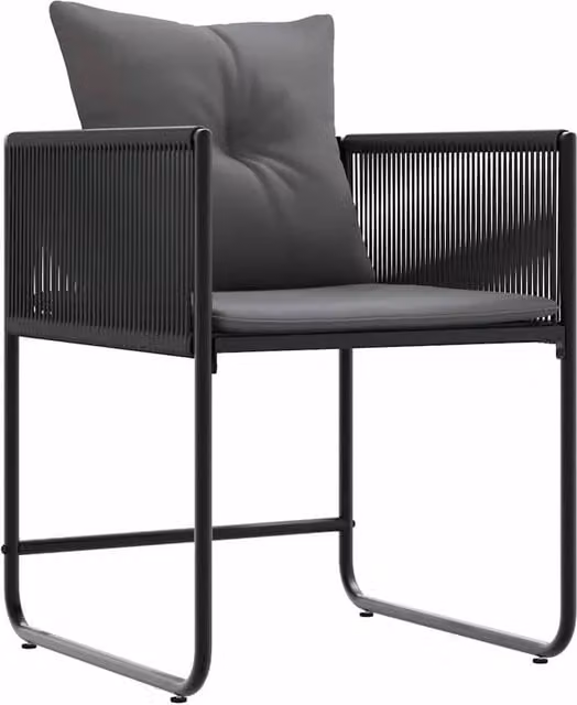 Berkfield Home Set of 4 Modern Black Poly Rattan Garden Chairs with Cushions