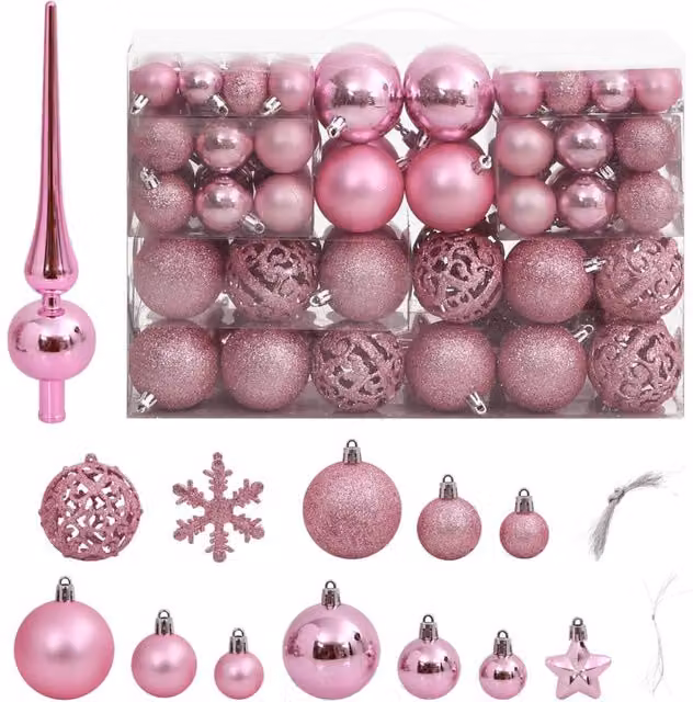 Berkfield Home 111 Piece Pink Christmas Bauble Set – 1