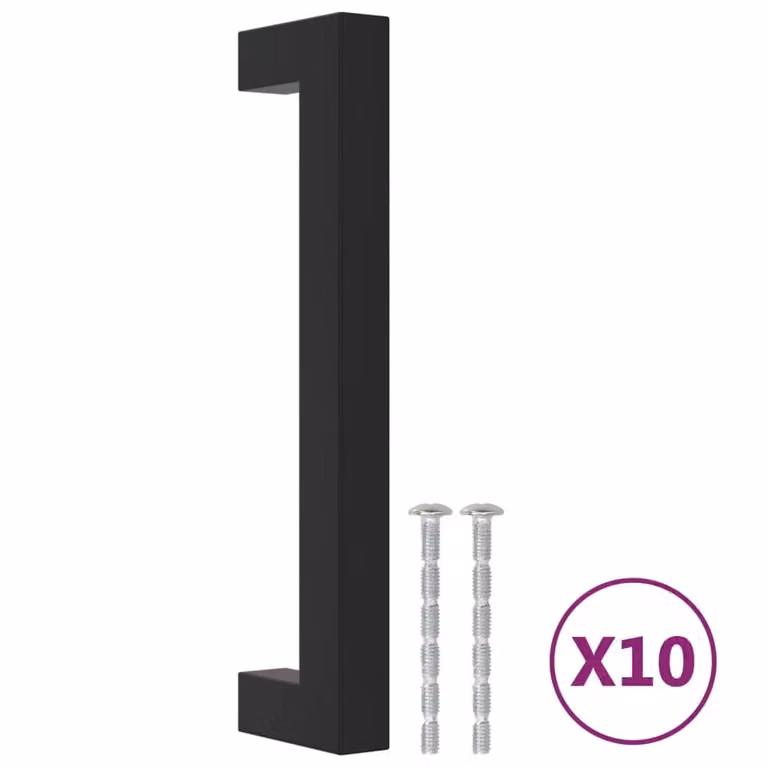 Berkfield Home Matt Black Stainless Steel Bar Cabinet Handles, 10 Pack, Length: 128 mm