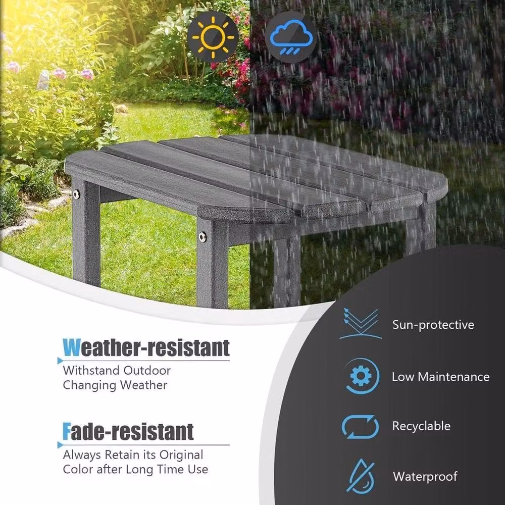 NESTLUNE Grey HDPE Adirondack Side Table for Indoor and Outdoor Use, W/D/H: 100 x 15 x 15 cm – 3