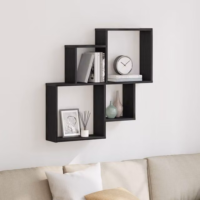 Berkfield Home Black Oak Wall Mounted Cube Cabinet, W/D/H: 80 x 15 x 78.5 cm – 1