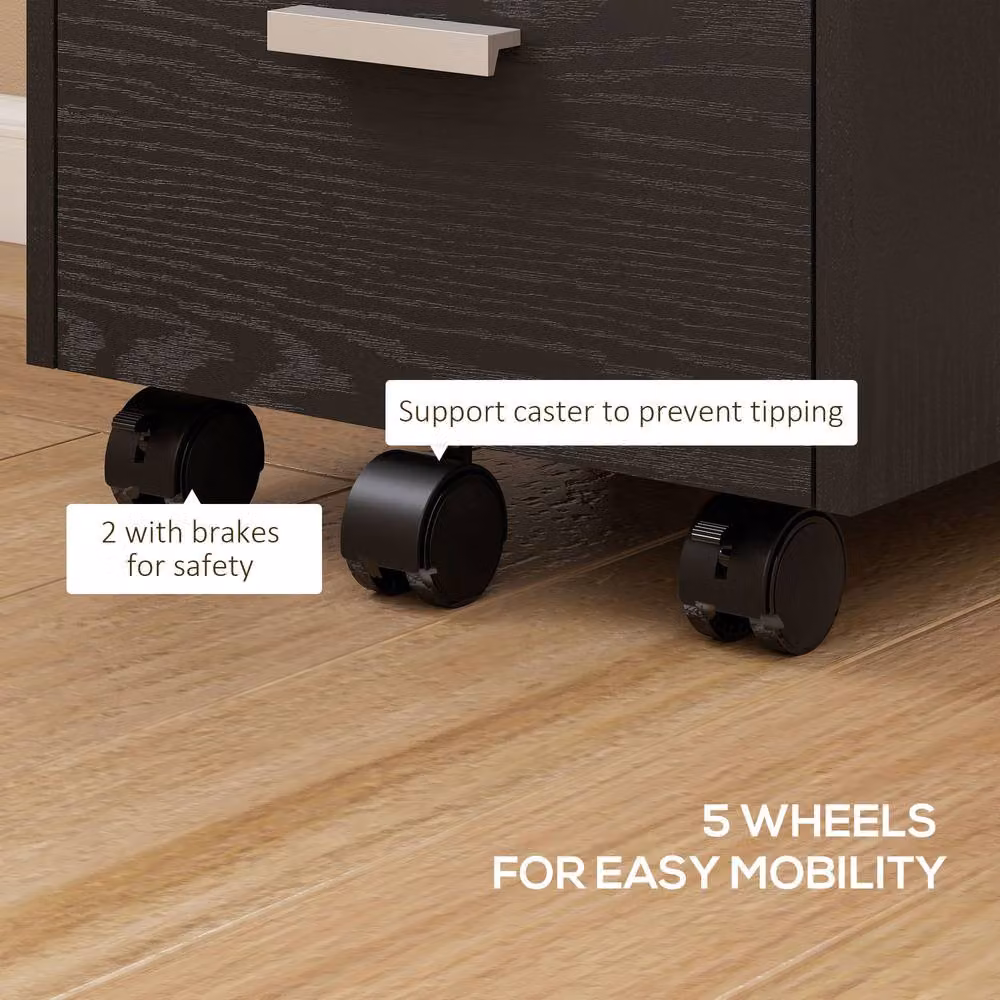 STILVORA 3 Drawer Filing Cabinet with Castors, Black – 7