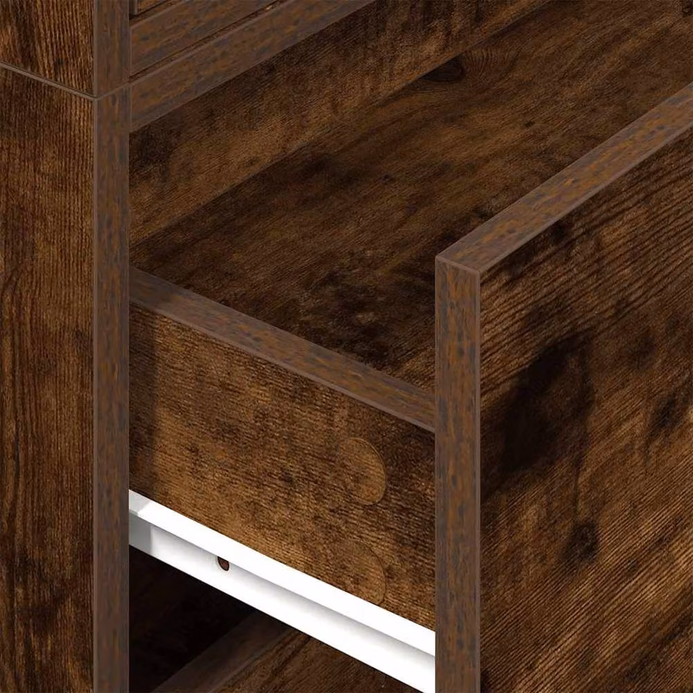Berkfield Home Set of 2 Durable Smoked Oak Cabinets with 2 Drawers, Brown, W/D/H: 60 x 31 x 40 cm – 4