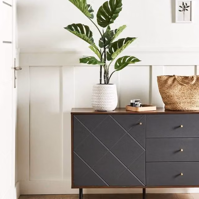 Wyld and Coco Evergreen Living Monstera Artificial Potted Plant, Green with Concrete Pot, Height: 94 cm – 1
