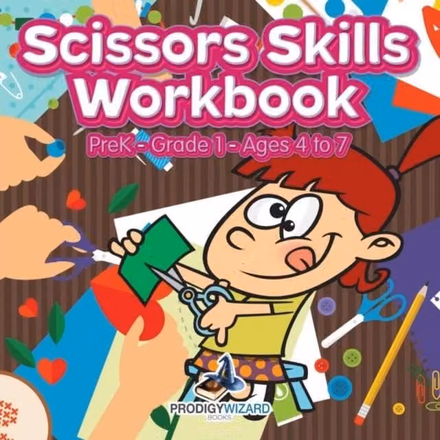 Prodigy Wizard Scissors Skills Workbook for PreK to Grade 1, Ages 4 to 7, Multicolour Paperback