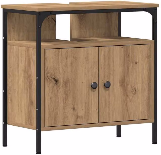 Berkfield Home Artisan Oak Bathroom Sink Cabinet, Brown, W/D/H: 60 x 30 x 60 cm – 1