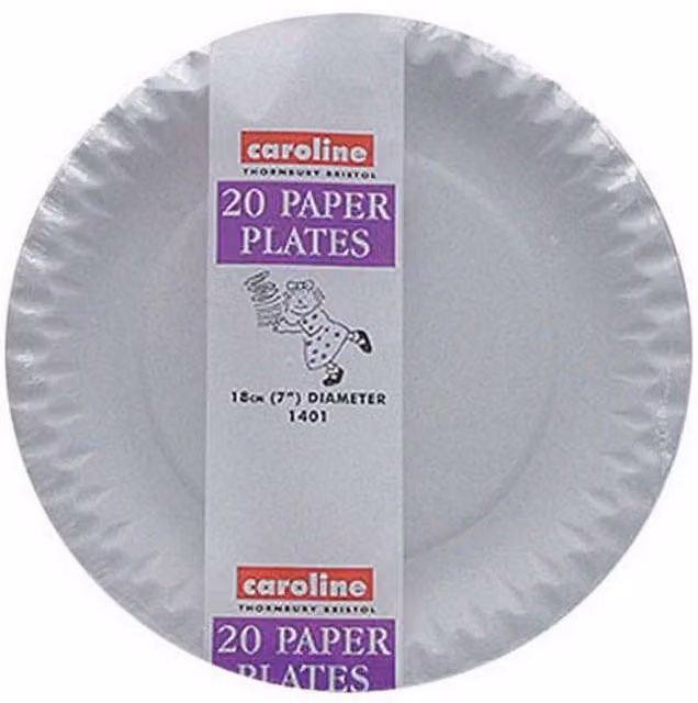 Caroline Disposable Paper Plates, White, Pack of 20