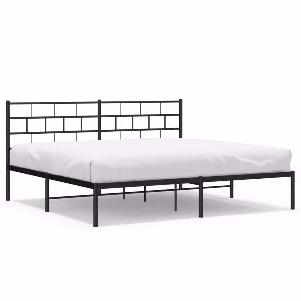 Berkfield Home Metal Bed Frame with Headboard in Black W/D/H: 193 x 203 cm