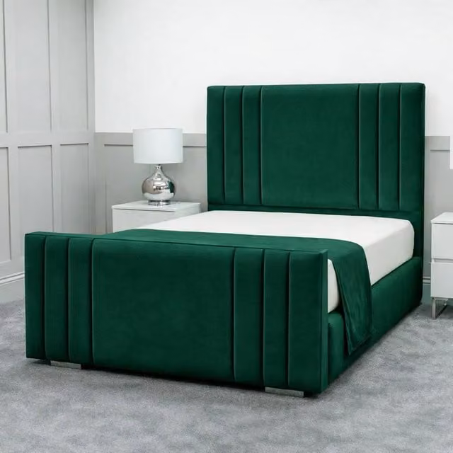 Living Comfort Bedz Canberra King Size Upholstered Gas Lift Storage Bed in Green Velvet – 1