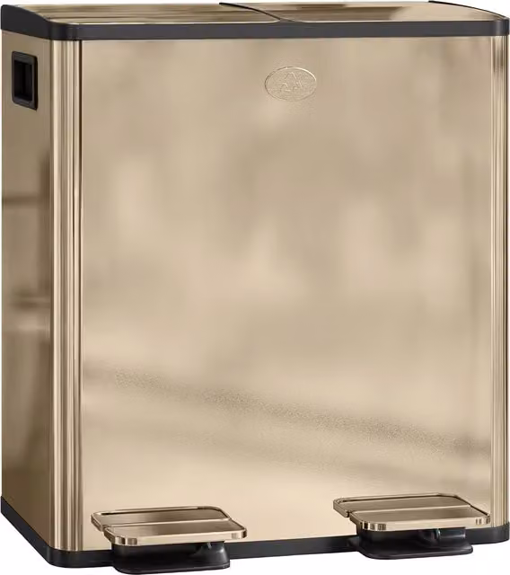 HOMCOM 40L Dual Compartment Stainless Steel Pedal Bin with Deodoriser Holders, Gold Tone – 1
