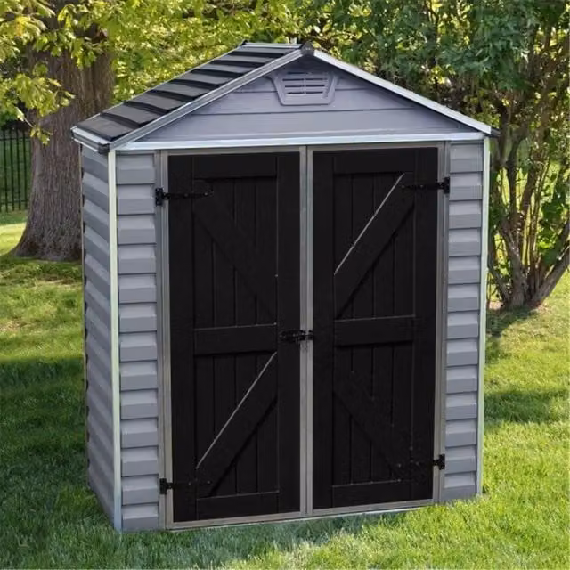 Cheshire Double Door Apex Plastic Shed with Skylight in Light Grey – 1