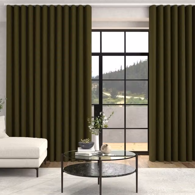 Terrys Ella Soft Velvet Made To Measure Blackout Thermal Insulating Eyelet Curtains in Moss Green