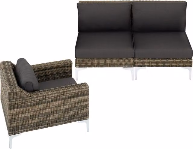 tectake Villanova Modular Rattan Garden Furniture Set in Nature with Grey and Yellow Accents