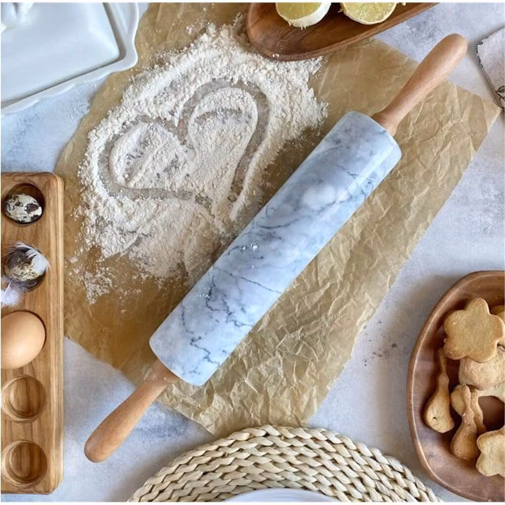 SPETLEK White Marble Rolling Pin with Wooden Handles and Stand – 2