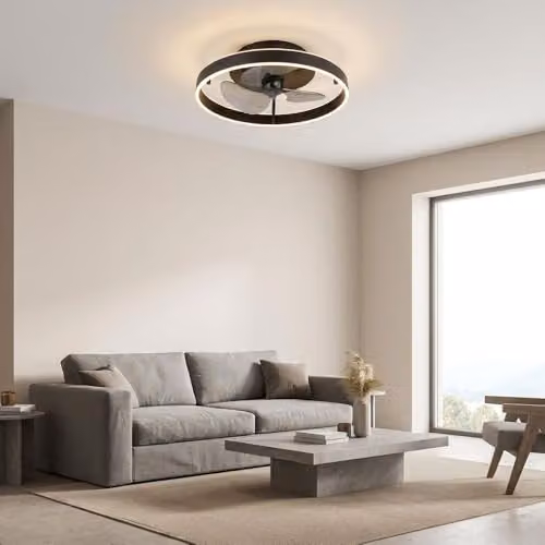 Netlighting Globo Lighting Dimmable LED Ceiling Fan with Remote Control and Timer, Black, D x H: 50 x 14.5 cm – 3