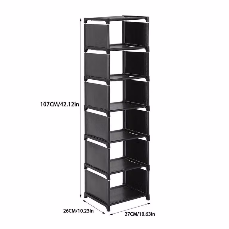 Kelvenix 7-Tier Space Saving Shoe Rack in Black, W/D/H: 27 x 26 x 107 cm