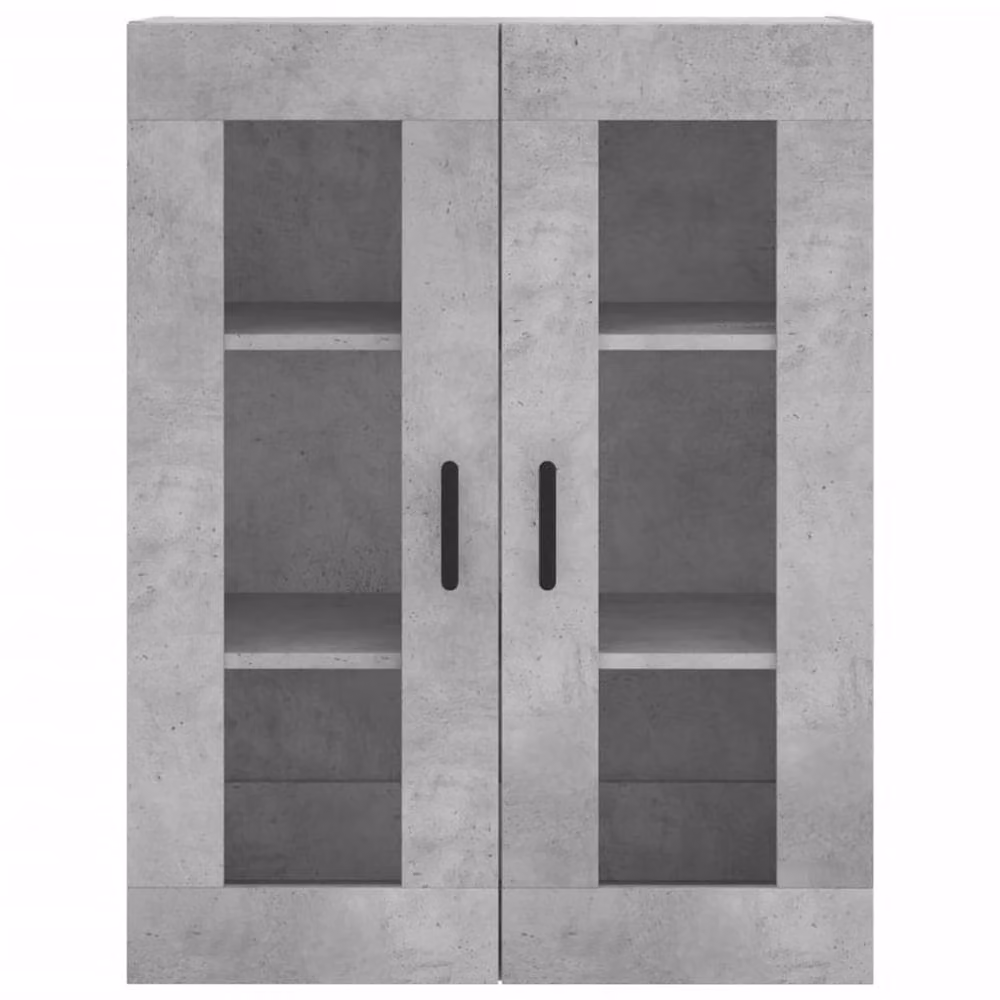 Berkfield Home Set of 2 Wall Mounted Cabinets in Concrete Grey with Glass Doors and Internal Shelves – 2